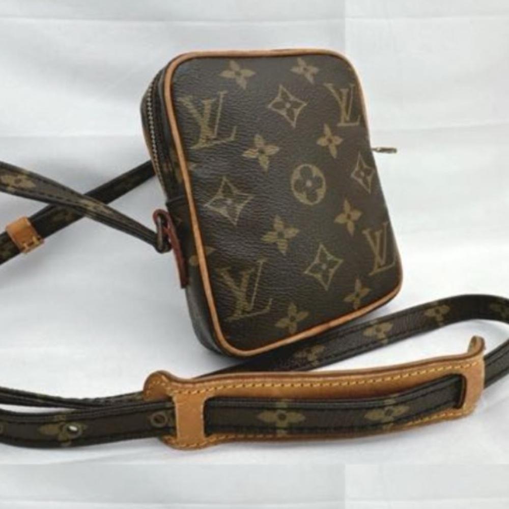 Louis Vuitton Monogram Brown Canvas Crossbody Bag with Tan Trim